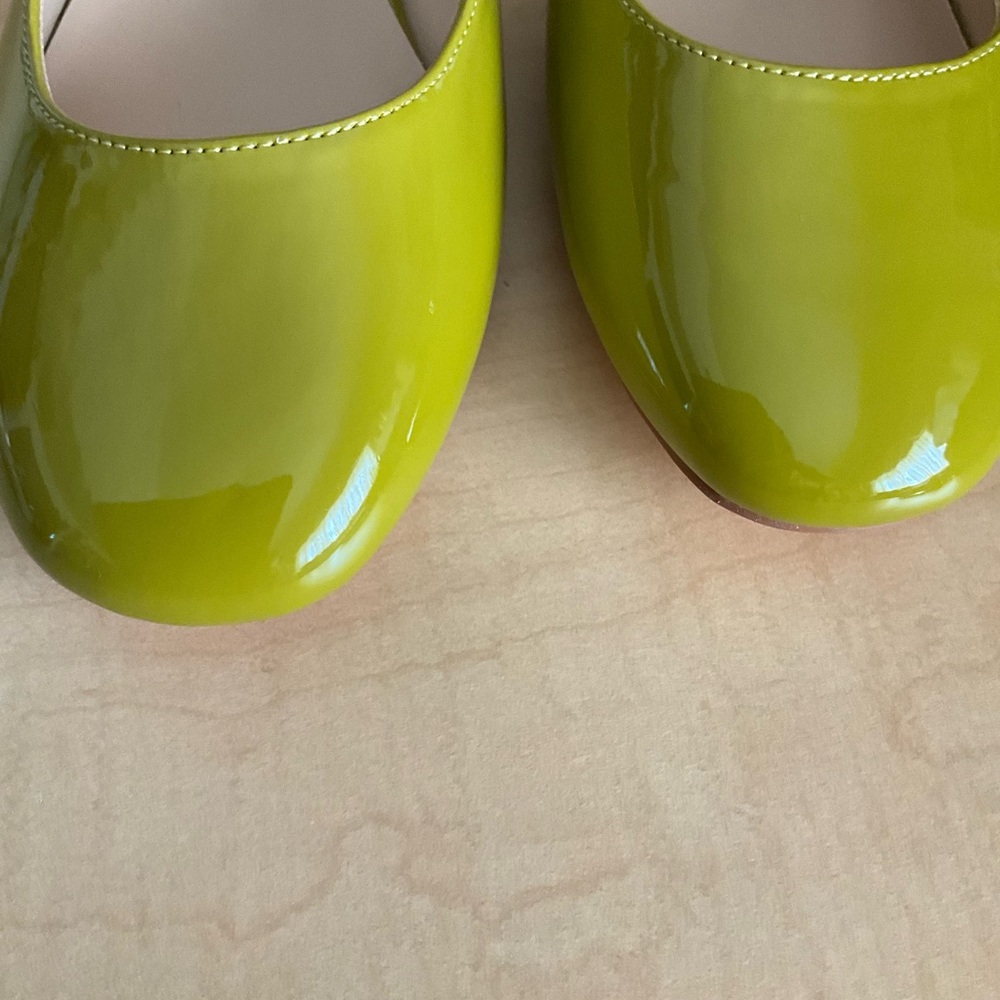 Green Patent Slingback Flats with Mary Jane Strap - Picture 4 of 5